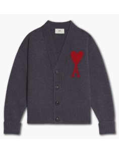 Ami Large A Heart Cardigan 'GreyRed' UKC002018067 MBS