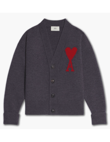 Ami Large A Heart Cardigan 'GreyRed' UKC002018067 MBS