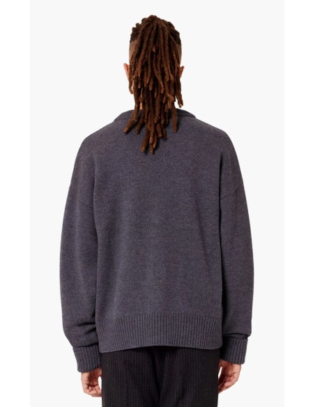 Ami Large A Heart Cardigan 'GreyRed' UKC002018067 MBS