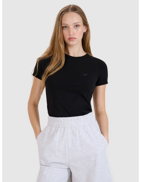 Women's slim plain T-shirt (2-pack) - Black & White