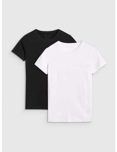 Women's slim plain T-shirt (2-pack) - Μαύρο & Λευκό