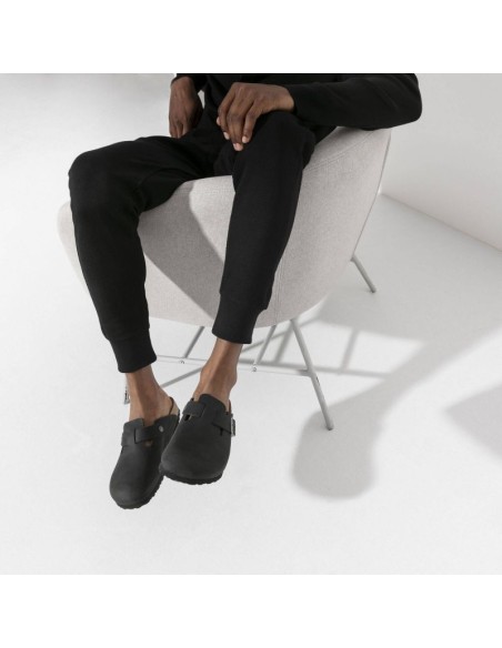 Birkenstock Boston Black women'smen's clogs oiled leather narrow slippers 0059463