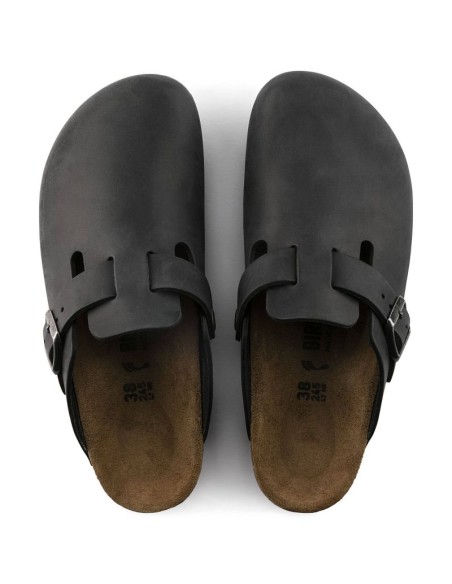Birkenstock Boston Black women'smen's clogs oiled leather narrow slippers 0059463