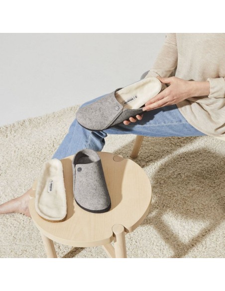 Birkenstock Zermatt Light Gray Wool Felt Insulated Men'sWomen's Slippers Regular Wide 1015092