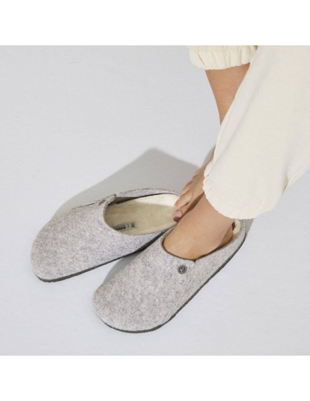 Birkenstock Zermatt Light Gray Wool Felt Insulated Men'sWomen's Slippers Regular Wide 1015092