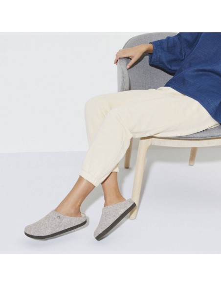 Birkenstock Zermatt Light Gray Wool Felt Insulated Men'sWomen's Slippers Regular Wide 1015092