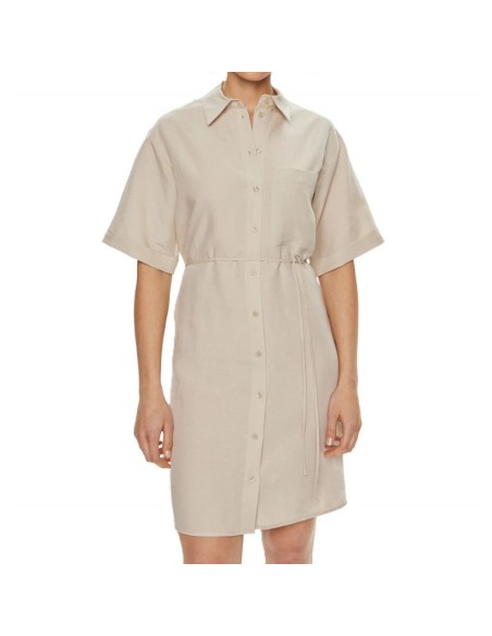 CALVIN KLEIN LINEN BLEND SHIRT DRESS