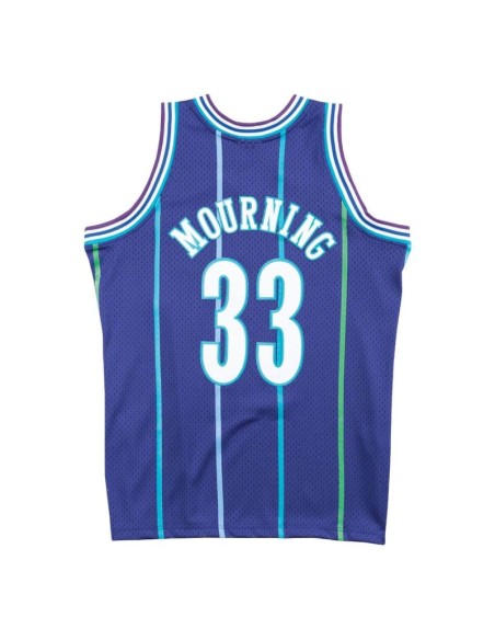 Mitchell Ness NBA Charlotte Hornets Alonzo Mourning Swingman Tshirt SMJYAC18010CHOPURP94AMO