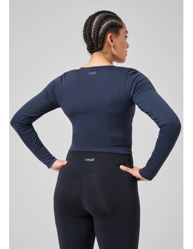 CASALL Seamless Rib Wrap Longsleeve core blue Tshirt