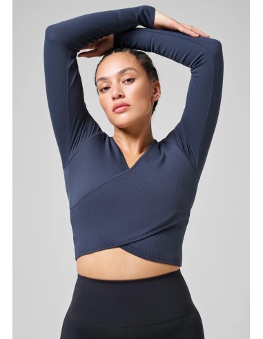 CASALL Seamless Rib Wrap Longsleeve core blue Tshirt