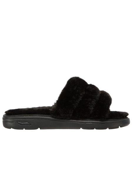 Skechers Lounge Χειμερινές Γυναικείες Παντόφλες με γούνα σε Μαύρο Χρώμα 175105-BBK