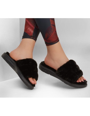 Skechers Lounge Χειμερινές Γυναικείες Παντόφλες με γούνα σε Μαύρο Χρώμα 175105-BBK