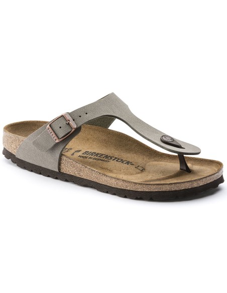 Men's gray Birkenstock Gizeh BirkoFlor Nubuck Stone regular wide 43391