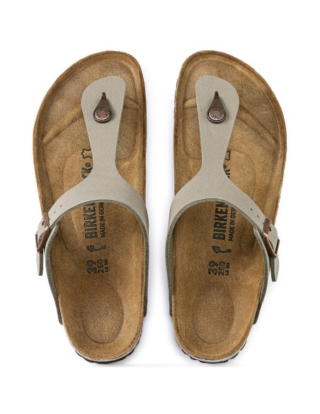 Men's gray Birkenstock Gizeh BirkoFlor Nubuck Stone regular wide 43391