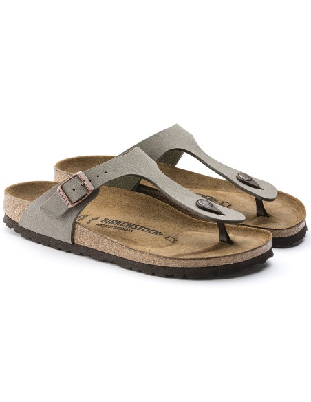 Men's gray Birkenstock Gizeh BirkoFlor Nubuck Stone regular wide 43391