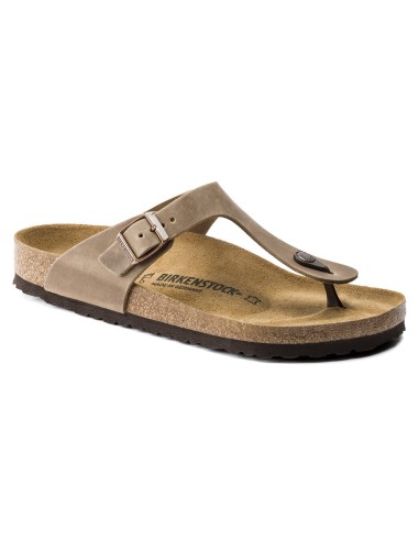 Birkenstock Gizeh Oiled Leather Tobacco Brown Regular Women's FlipFlops Wide 0943811
