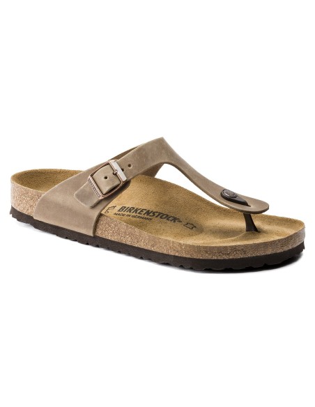 Birkenstock Gizeh Oiled Leather Tobacco Brown Regular Women's FlipFlops Wide 0943811