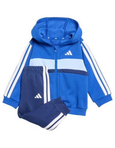 adidas Essentials Tiberio 3 Stripes Fleece Tracksuit for Kids Blue KC6004