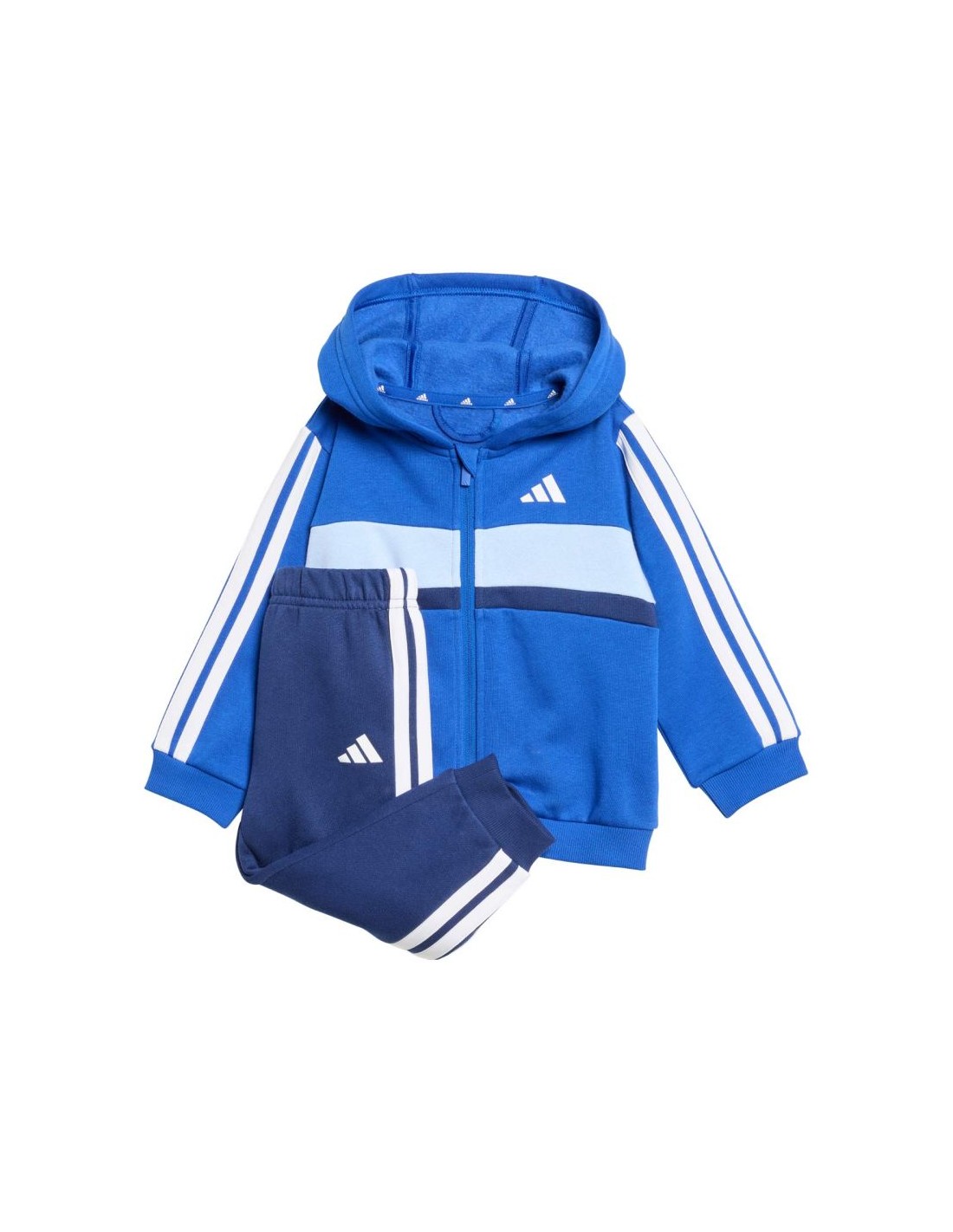 adidas Essentials Tiberio 3 Stripes Fleece Tracksuit for Kids Blue KC6004