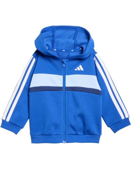 adidas Essentials Tiberio 3 Stripes Fleece Tracksuit for Kids Blue KC6004