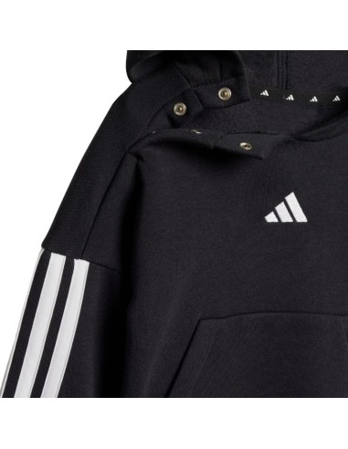 adidas Essentials Joggers 3 Stripes Fleece Hoodie Tracksuit for Kids Black JD6484