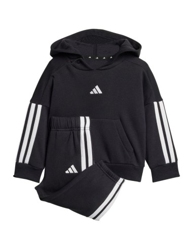adidas Essentials Joggers 3 Stripes Fleece Hoodie Tracksuit for Kids Black JD6484