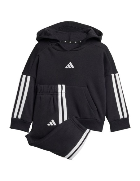 adidas Essentials Joggers 3 Stripes Fleece Hoodie Tracksuit for Kids Black JD6484