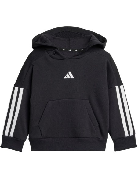 adidas Essentials Joggers 3 Stripes Fleece Hoodie Tracksuit for Kids Black JD6484