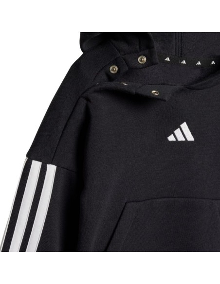 adidas Essentials Joggers 3 Stripes Fleece Hoodie Tracksuit for Kids Black JD6484