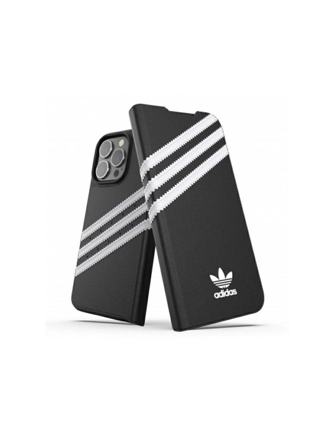 Adidas OR Booklet Case PU for iPhone 13 Pro iPhone 13 Black and White