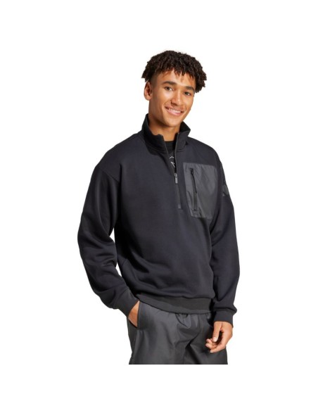 Men's adidas City Escape Fleece HalfZip GD Sweatshirt Black JF3290