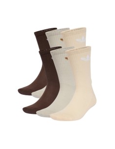 Adidas Trefoil Cushion Crew Socks 6 Pairs Beige Brown IX5274