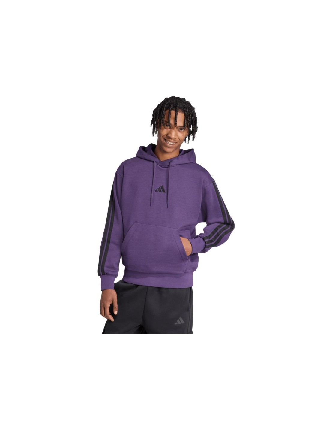 Men's adidas Essentials 3Stripes Fleece Sweatshirt Purple JX0740