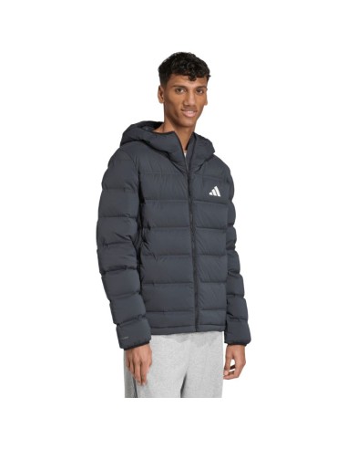 Men's adidas Helionic Climawarm Stretch Hooded Down Jacket Black JN2114