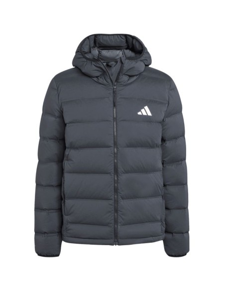 Men's adidas Helionic Climawarm Stretch Hooded Down Jacket Black JN2114