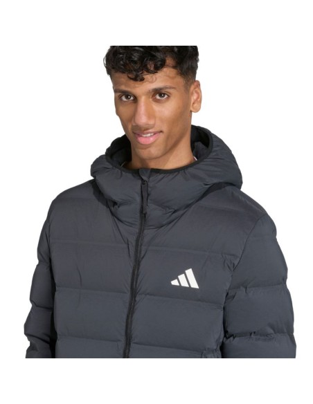 Men's adidas Helionic Climawarm Stretch Hooded Down Jacket Black JN2114
