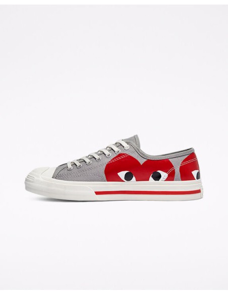 Converse Jack Purcell CDG Play Grey Red 171260C