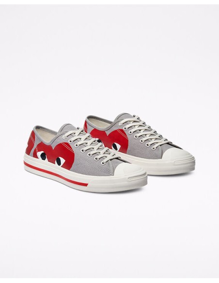 Converse Jack Purcell CDG Play Grey Red 171260C