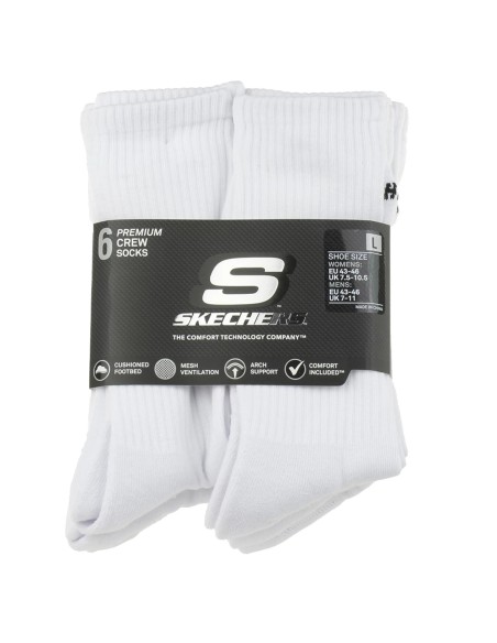 Skechers 6pk Core Crew LG Socks S118220WHT