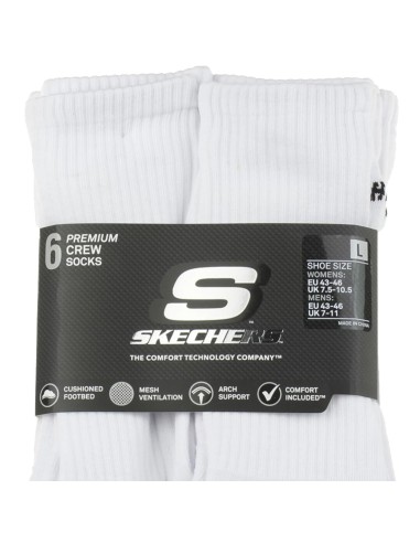 Skechers 6pk Core Crew LG Socks S118220WHT