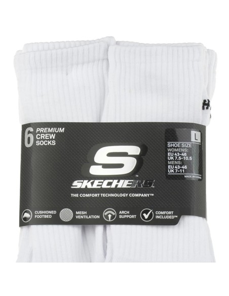 Skechers 6pk Core Crew LG Socks S118220WHT