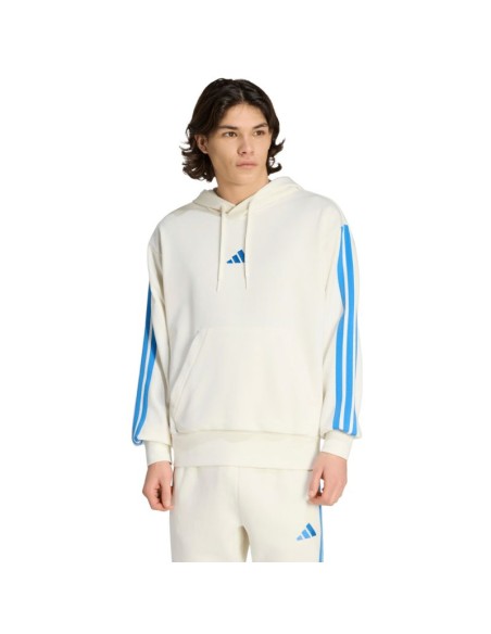 Men's adidas Essentials 3Stripes French Terry Hoodie Cream KD4901