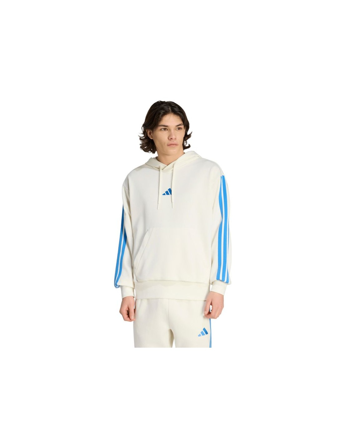 Men's adidas Essentials 3Stripes French Terry Hoodie Cream KD4901