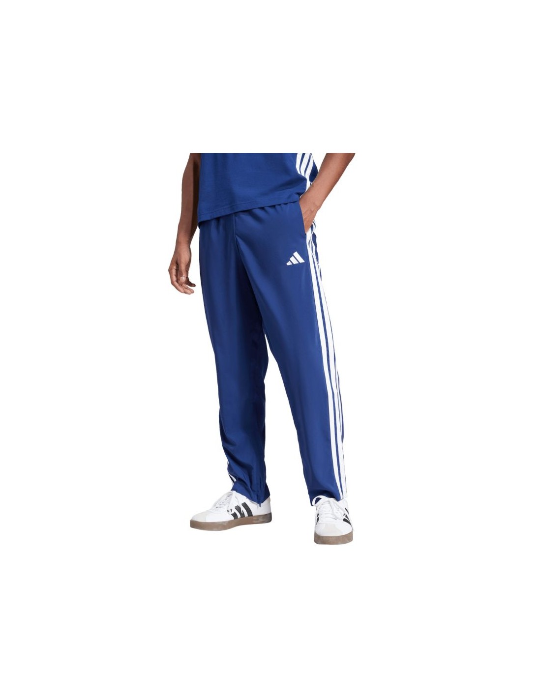 Men's adidas Essentials 3Stripes Stanford Open Hem Pants Blue JE6400