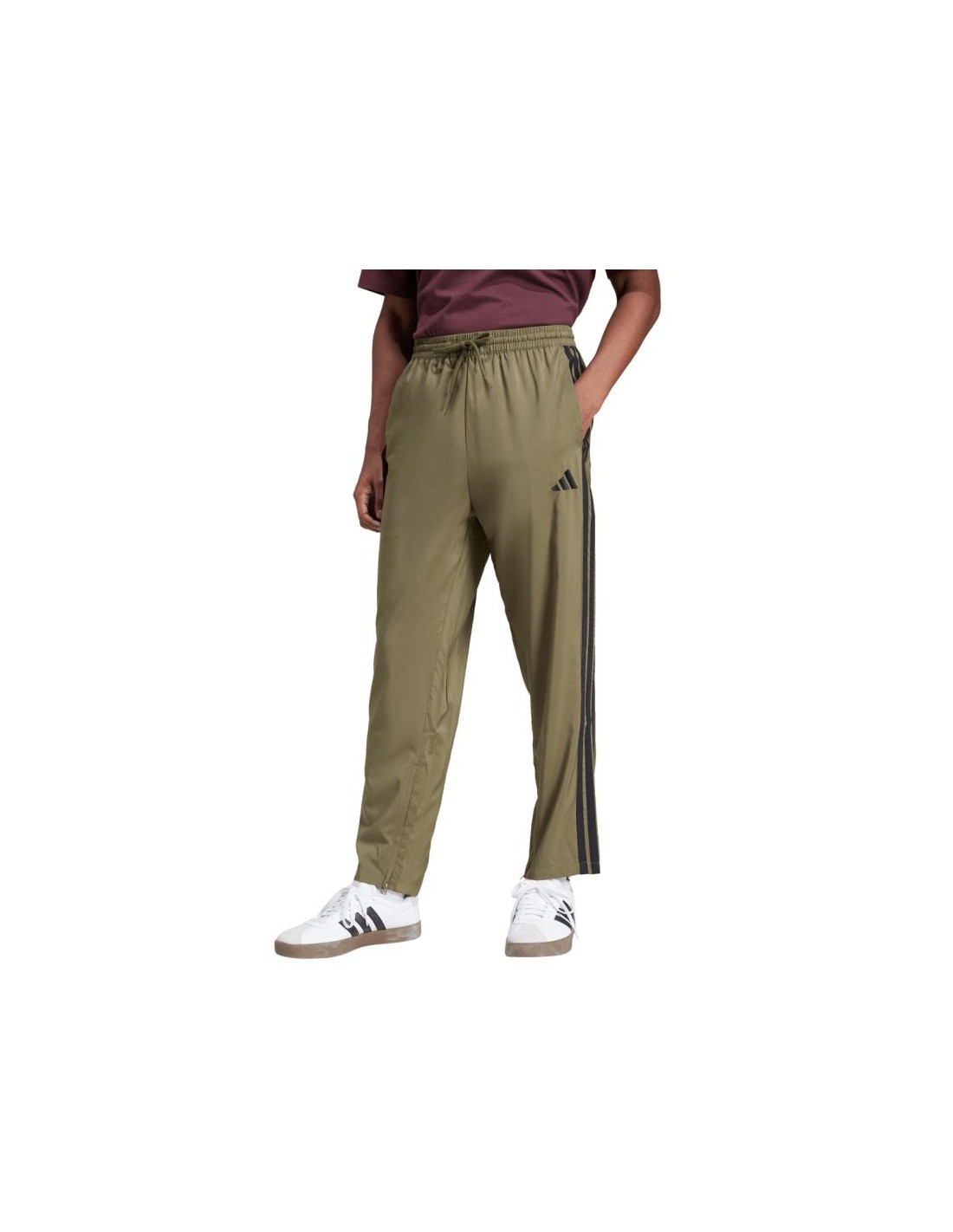 Men's adidas Essentials 3Stripes Stanford Open Hem Pants Olive JE6401