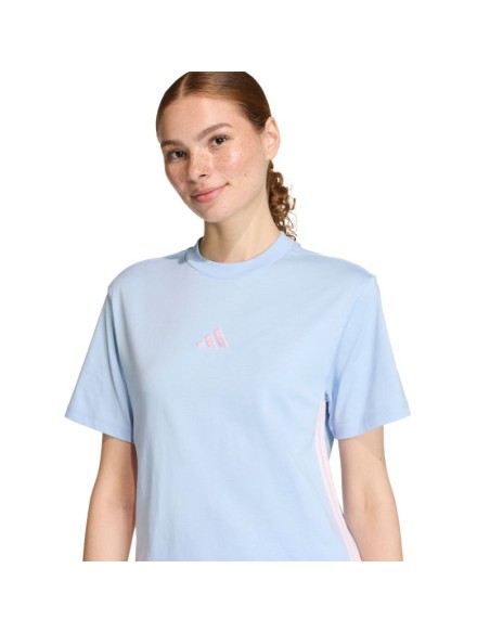 Women's adidas Essentials 3Stripes Cotton Tshirt light blue KB7119