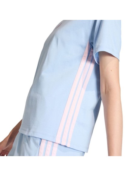 Women's adidas Essentials 3Stripes Cotton Tshirt light blue KB7119