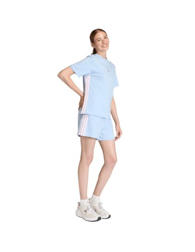Women's adidas Essentials 3Stripes Cotton Tshirt light blue KB7119
