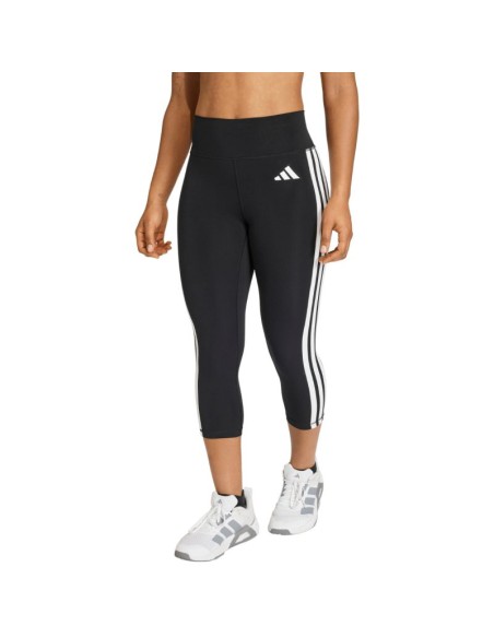 Women's adidas 34 Optime Essentials Workout 3Stripes Leggings Black KE6062