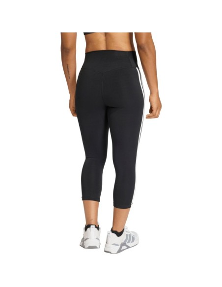 Women's adidas 34 Optime Essentials Workout 3Stripes Leggings Black KE6062